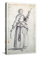 Woman with Spindle-Jacques Callot-Stretched Canvas