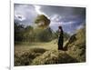 Woman with Straw, Tibet-Michael Brown-Framed Premium Photographic Print