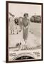 Woman with Terrier on a Lead at the Seaside-null-Framed Photographic Print