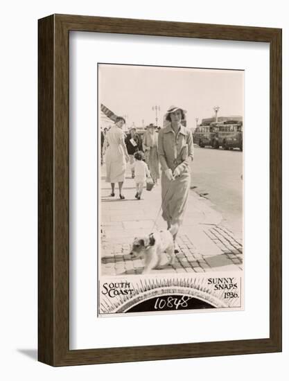 Woman with Terrier on a Lead at the Seaside-null-Framed Photographic Print