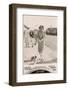 Woman with Terrier on a Lead at the Seaside-null-Framed Photographic Print