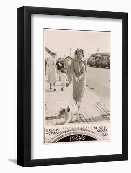 Woman with Terrier on a Lead at the Seaside-null-Framed Photographic Print