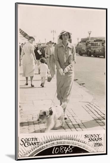 Woman with Terrier on a Lead at the Seaside-null-Mounted Photographic Print