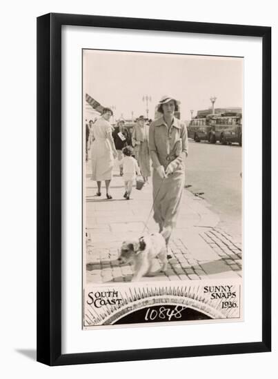 Woman with Terrier on a Lead at the Seaside-null-Framed Photographic Print