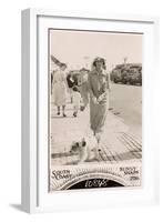 Woman with Terrier on a Lead at the Seaside-null-Framed Photographic Print