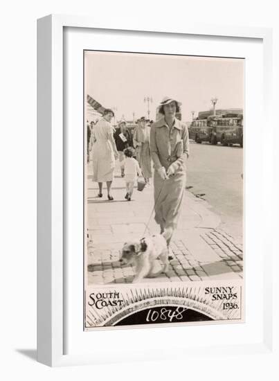 Woman with Terrier on a Lead at the Seaside-null-Framed Photographic Print