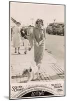 Woman with Terrier on a Lead at the Seaside-null-Mounted Photographic Print