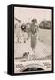 Woman with Terrier on a Lead at the Seaside-null-Framed Stretched Canvas