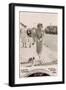 Woman with Terrier on a Lead at the Seaside-null-Framed Premium Photographic Print