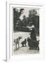Woman with Three Dogs in a Garden-null-Framed Photographic Print