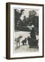 Woman with Three Dogs in a Garden-null-Framed Photographic Print