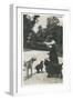 Woman with Three Dogs in a Garden-null-Framed Photographic Print