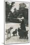 Woman with Three Dogs in a Garden-null-Mounted Photographic Print