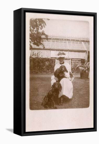 Woman with Two Cocker Spaniels-null-Framed Stretched Canvas