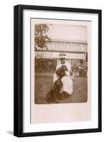 Woman with Two Cocker Spaniels-null-Framed Premium Photographic Print