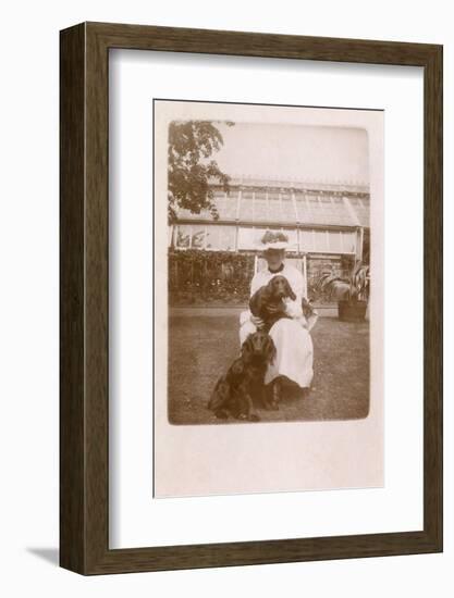 Woman with Two Cocker Spaniels-null-Framed Photographic Print