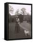 Woman with Two Dogs in a Garden-null-Framed Stretched Canvas