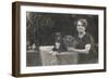 Woman with Two Dogs in a Garden-null-Framed Photographic Print