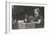 Woman with Two Dogs in a Garden-null-Framed Photographic Print