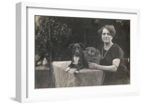 Woman with Two Dogs in a Garden-null-Framed Photographic Print