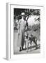 Woman with Two Dogs on a Country Lane-null-Framed Photographic Print