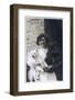Woman with Two Dogs Outside a House-null-Framed Photographic Print