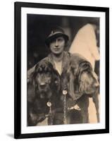 Woman with Two Pedigree Bloodhounds-null-Framed Photographic Print