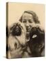 Woman with Two Pekingese Dogs-null-Stretched Canvas