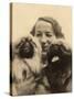 Woman with Two Pekingese Dogs-null-Stretched Canvas