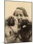 Woman with Two Pekingese Dogs-null-Mounted Premium Photographic Print