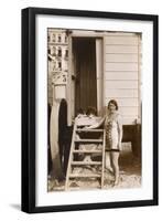 Woman with Two Pekingese Dogs-null-Framed Photographic Print