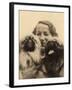 Woman with Two Pekingese Dogs-null-Framed Photographic Print