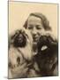 Woman with Two Pekingese Dogs-null-Mounted Photographic Print