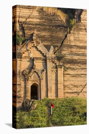 Woman with Umbrella. Myanmar Taj Mahal. Mandalay. Myanmar-Tom Norring-Stretched Canvas