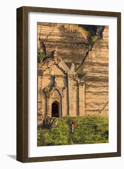 Woman with Umbrella. Myanmar Taj Mahal. Mandalay. Myanmar-Tom Norring-Framed Photographic Print