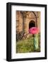 Woman with Umbrella. Myanmar Taj Mahal. Mandalay. Myanmar-Tom Norring-Framed Photographic Print