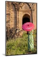 Woman with Umbrella. Myanmar Taj Mahal. Mandalay. Myanmar-Tom Norring-Mounted Photographic Print