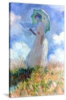 Woman with Umbrella Turned to the Left, 1886-Claude Monet-Stretched Canvas