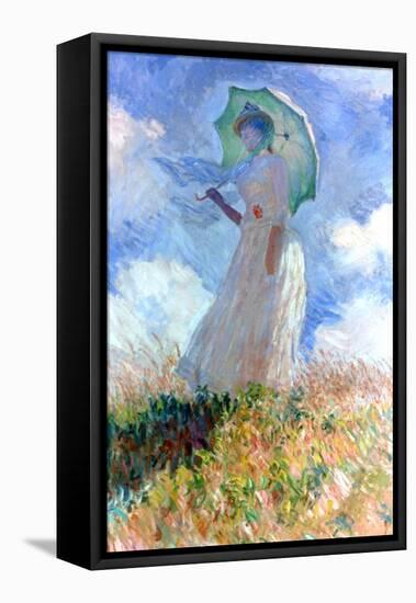 Woman with Umbrella Turned to the Left, 1886-Claude Monet-Framed Stretched Canvas