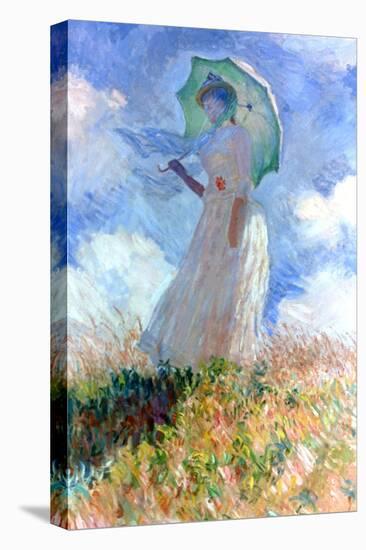 Woman with Umbrella Turned to the Left, 1886-Claude Monet-Stretched Canvas