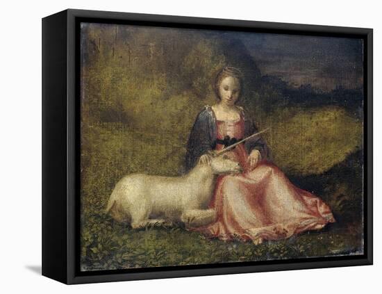 Woman with Unicorn, C. 1510-null-Framed Stretched Canvas