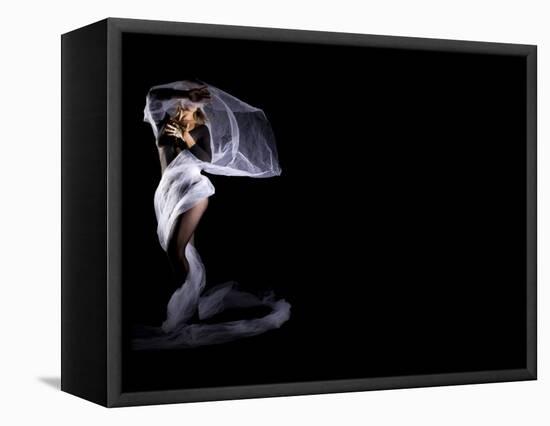 Woman with Veil in Motion-Antonino Barbagallo-Framed Stretched Canvas