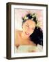 Woman with White Dress and Flowers in Her Hair-Alaya Gadeh-Framed Photographic Print