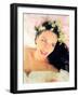 Woman with White Dress and Flowers in Her Hair-Alaya Gadeh-Framed Photographic Print