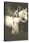 Woman with White Horse-null-Stretched Canvas