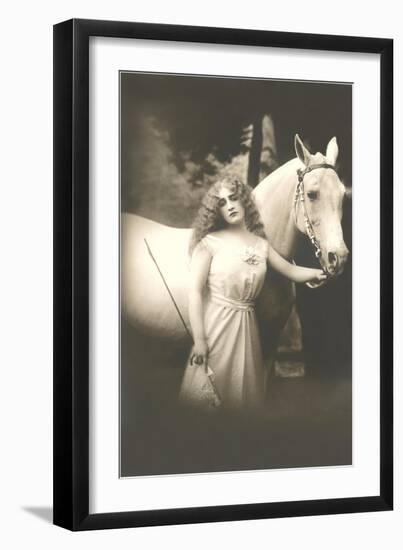 Woman with White Horse-null-Framed Art Print