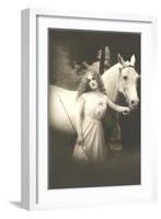 Woman with White Horse-null-Framed Art Print