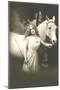 Woman with White Horse-null-Mounted Art Print