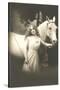 Woman with White Horse-null-Stretched Canvas