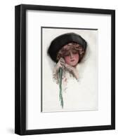 Woman with White Wrist Gloves-Harrison Fisher-Framed Art Print